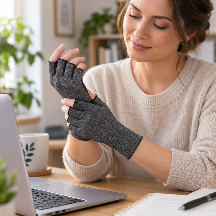 Atmungsaktive Kompressionshandschuhe ohne Finger für Damen