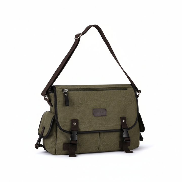 Laptop Tasche aus strapazierfähigem Segeltuch in dunklem Grün