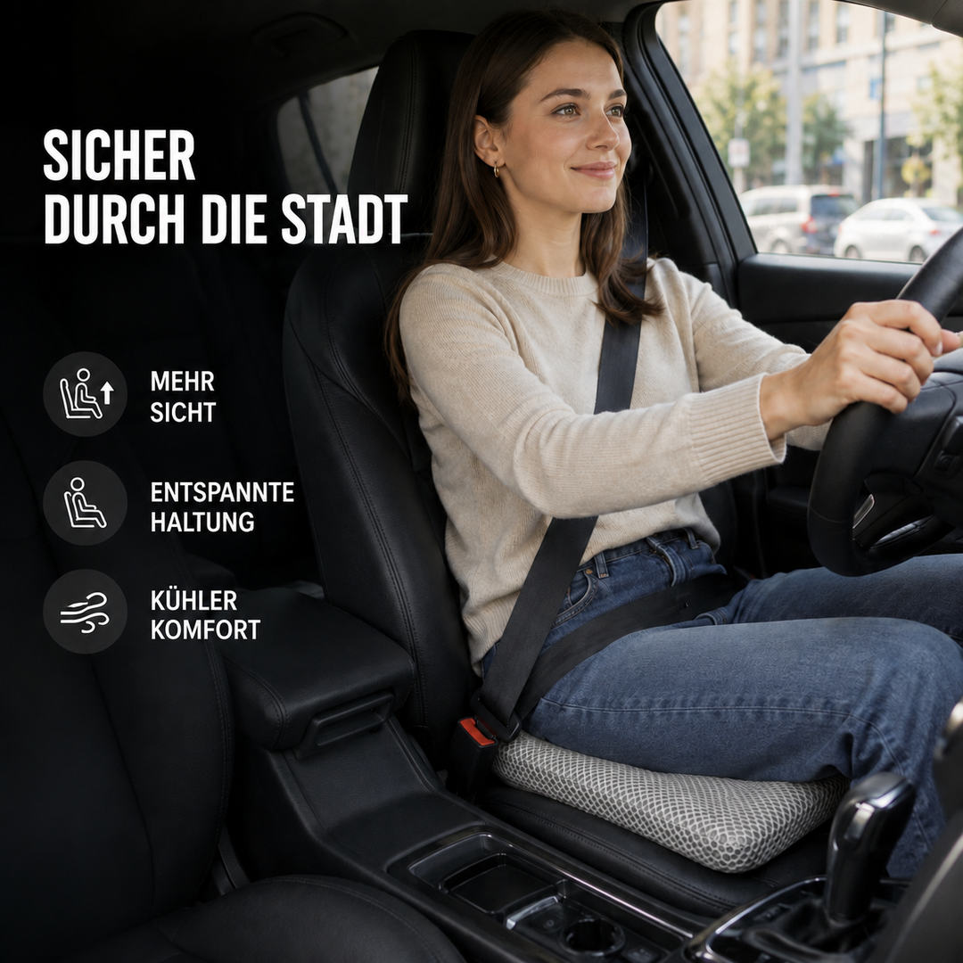 Bequemes Autositzkissen mit Waben für Druckentlastung & gesunde Haltung.