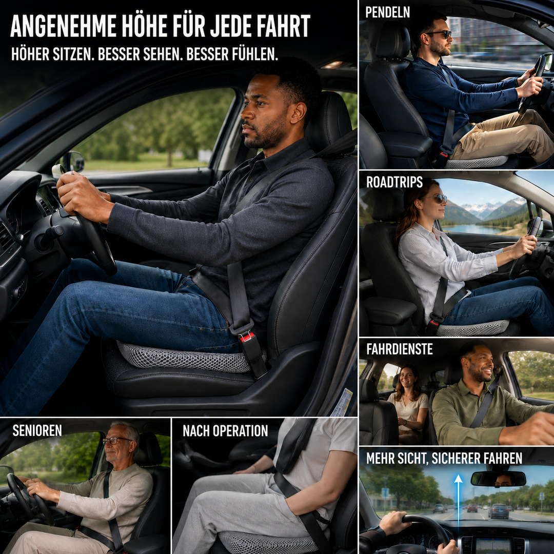 Gel-Sitzkissen für Auto: Waben-Design bietet Atmungsaktivität & ergonomische Unterstützung.