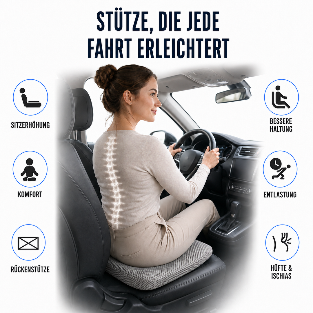 Autositzkissen aus Gel mit Waben: Fördert Fahrkomfort & verhindert Schwitzen.
