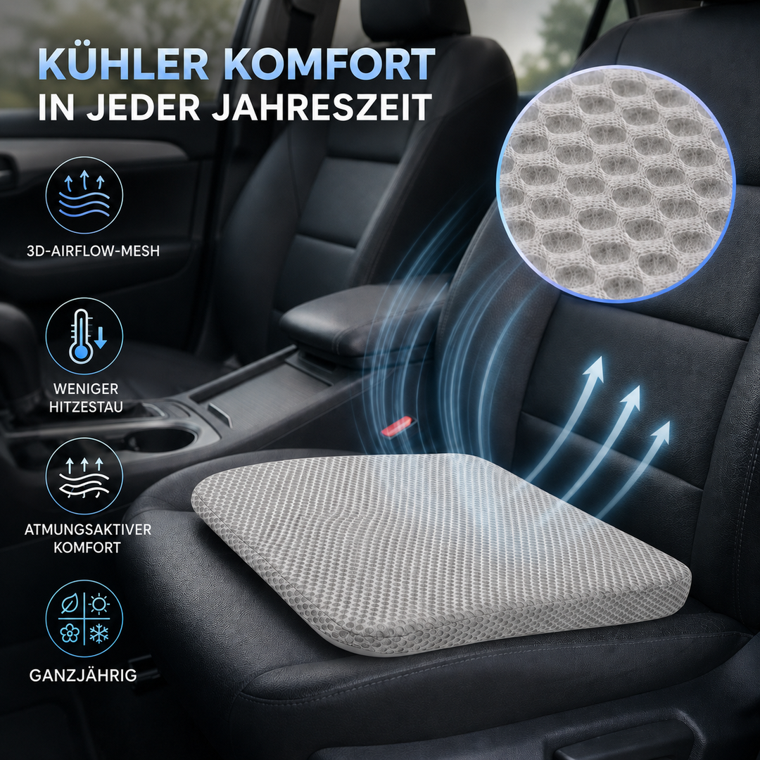 Bequemes Waben-Sitzkissen: Atmungsaktiv, druckentlastend, verbessert den Fahrkomfort im Auto.