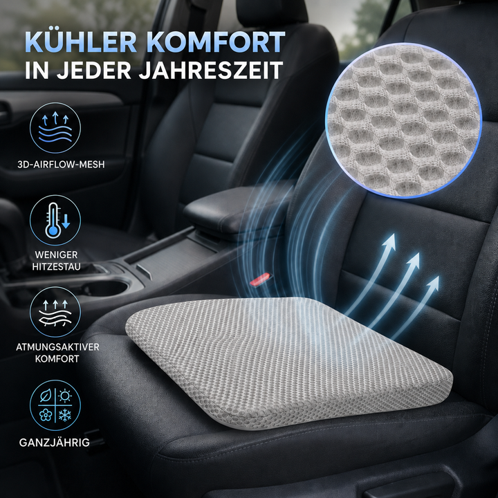 Bequemes Waben-Sitzkissen: Atmungsaktiv, druckentlastend, verbessert den Fahrkomfort im Auto.
