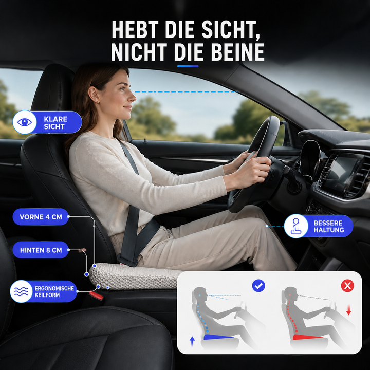 Komfort-Sitzkissen für Auto: Wabenstruktur, atmungsaktiv, ergonomisch & druckentlastend.