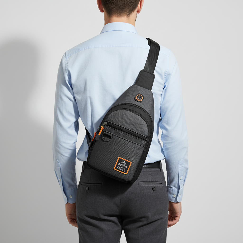 Schwarze Herren Umhängetasche als praktische Freizeittasche und kleine Tasche für den täglichen Gebrauch.