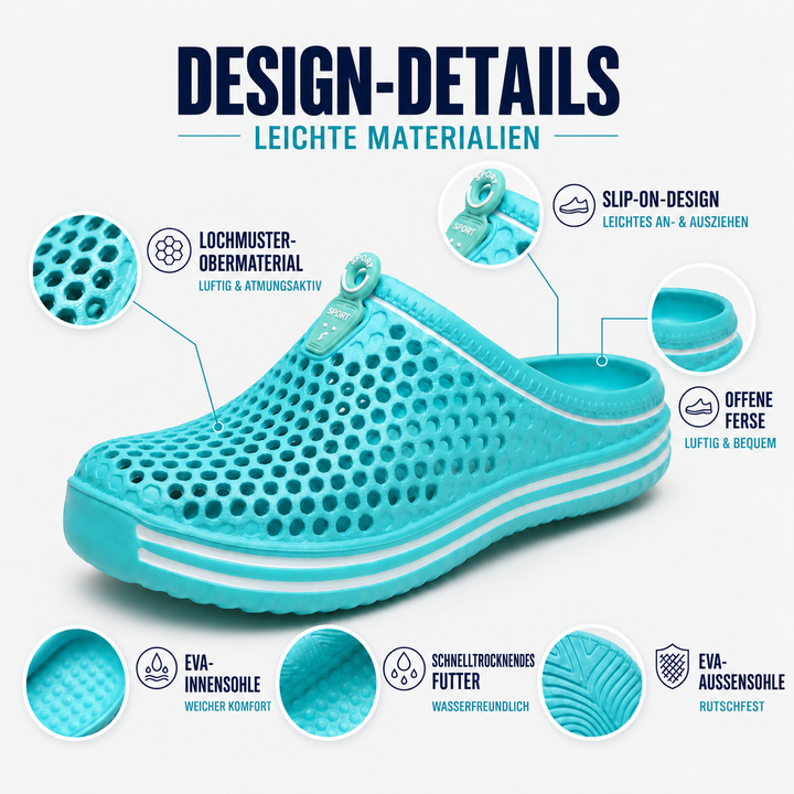Bequeme Slip-On Poolschuhe mit rutschfester Sohle und flexiblem Material für sicheren Halt