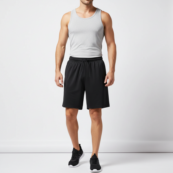 Schwarze Herren Sportshorts für Fitness und Laufen, lockere Passform