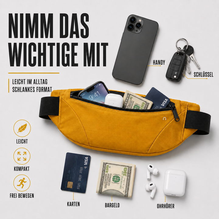 Robuste Sporttasche für die Hüfte mit verstellbarem Gurt und Fach