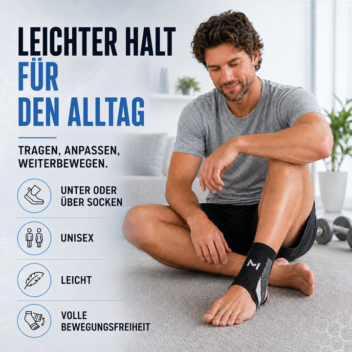 Knöchelstütze mit Klettverschluss, unisex, verstellbar, für stabilen Halt des Sprunggelenks.