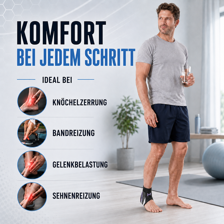 Komfortable Knöchelstütze, unisex, verstellbar, optimaler Gelenkschutz bei Sport und Erholung.