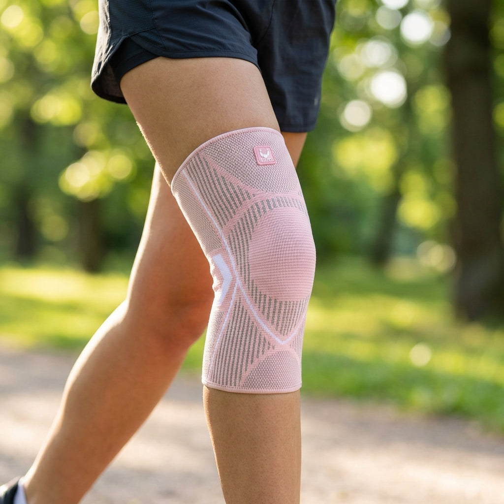 Unisex Kompressions-Kniebandage für Sport & Alltag, grau. Gelenkstütze zur Schmerzlinderung.