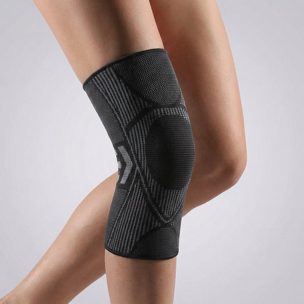 Unterstützende Kompressions-Kniebandage, unisex, schwarz, für maximale Stabilität beim Sport & Alltag.