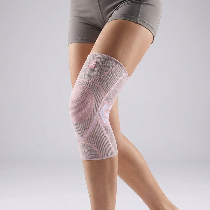 Bequeme Unisex Kompressions-Kniebandage für den Alltag, grau. Bietet Knieschutz & Gelenkstütze.