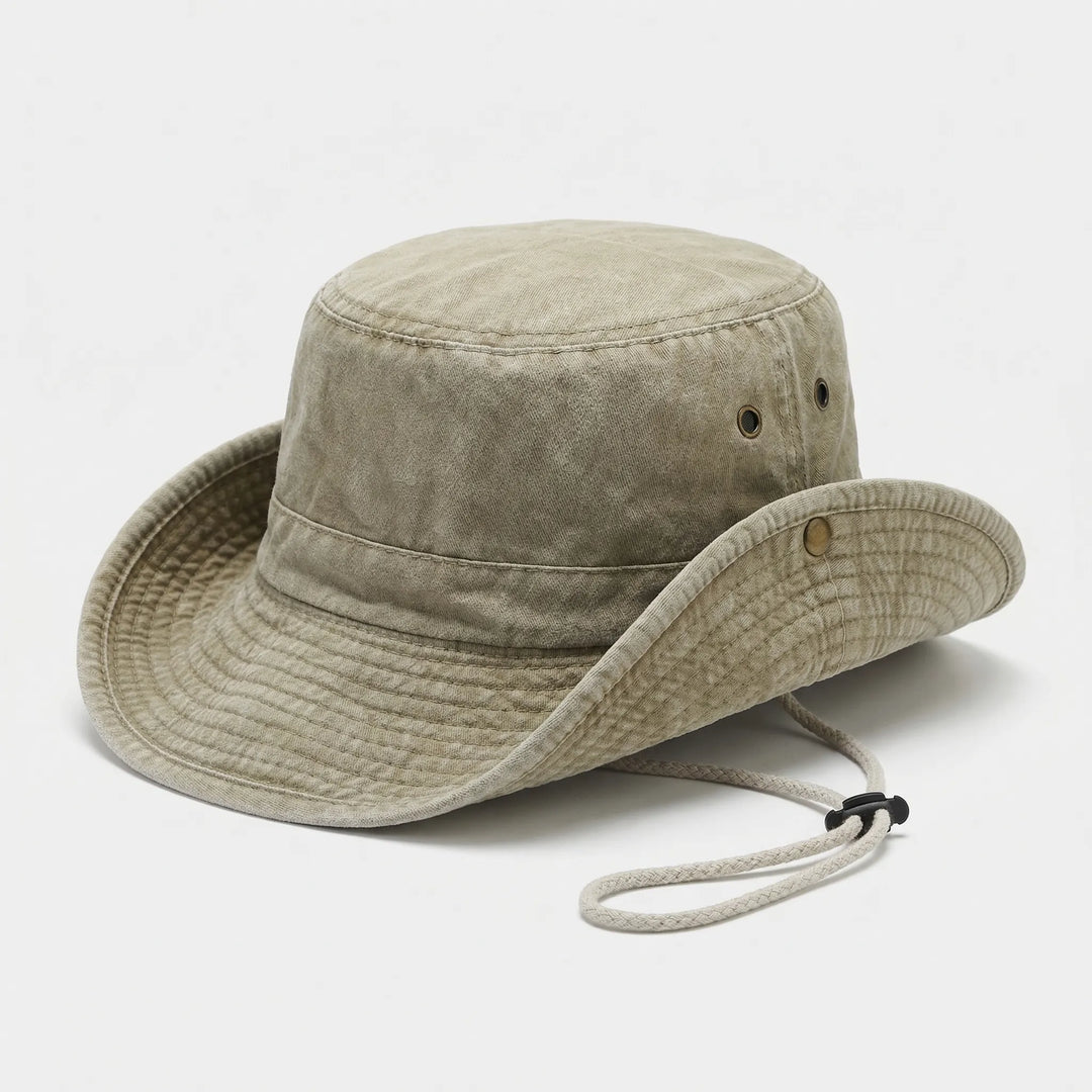 Beigefarbener Anglerhut, stilvoller Unisex Sommerhut & Kopfbedeckung.