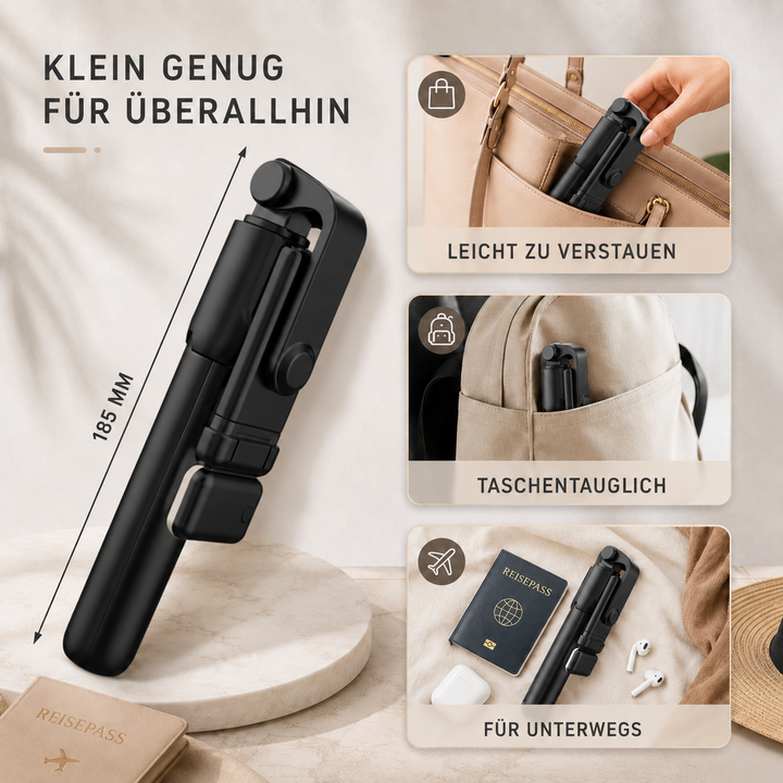 Ausziehbarer Selfie-Stick für Smartphones mit integriertem Bluetooth Auslöser
