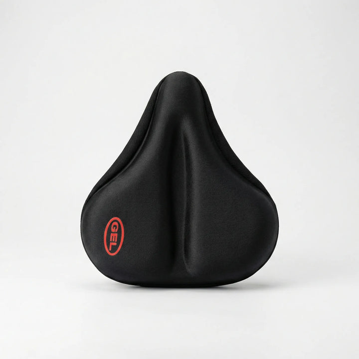 Vorderansicht der ergonomischen Gel-Sattelabdeckung in Schwarz