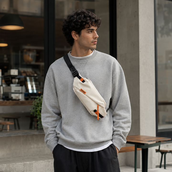 Praktische Unisex Gürteltasche/Brusttasche für Sport und Freizeit, mit sicherem Verschluss.