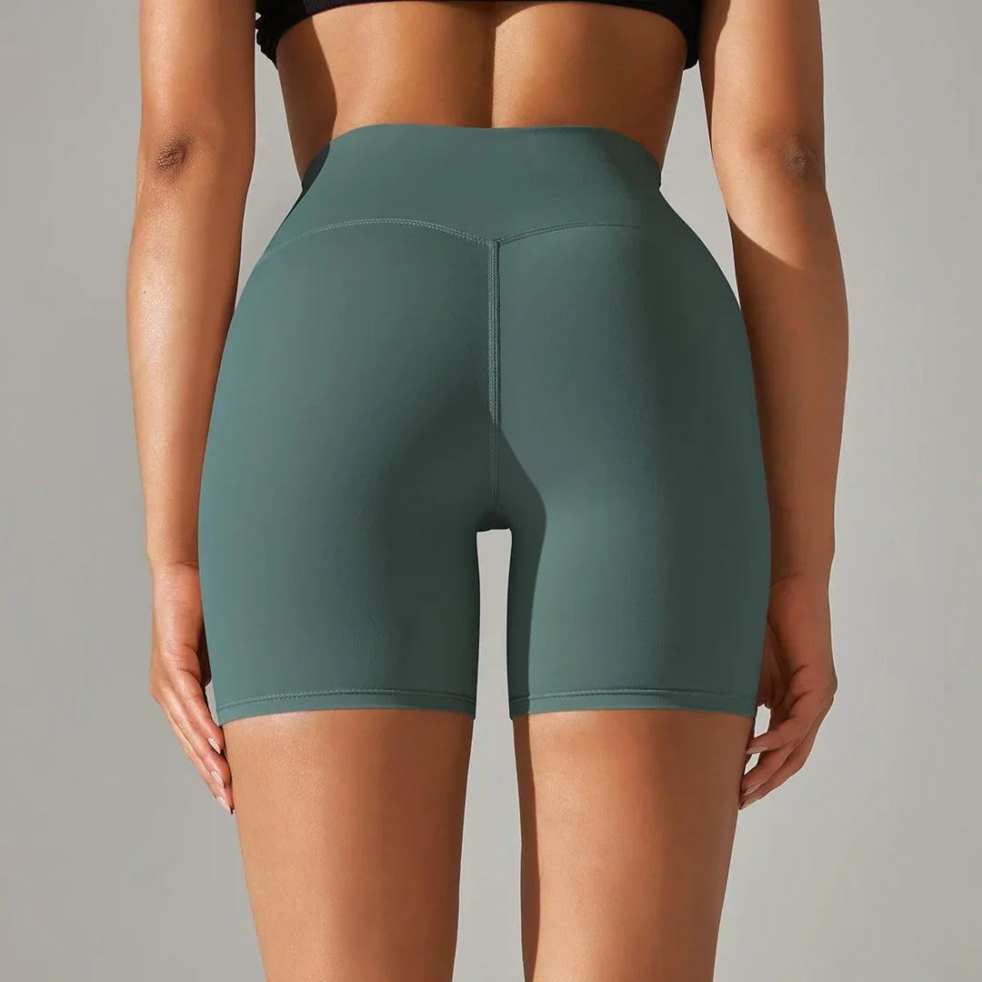 Sportshorts mit elastischem Hochbund für Damen im Fitnessstudio