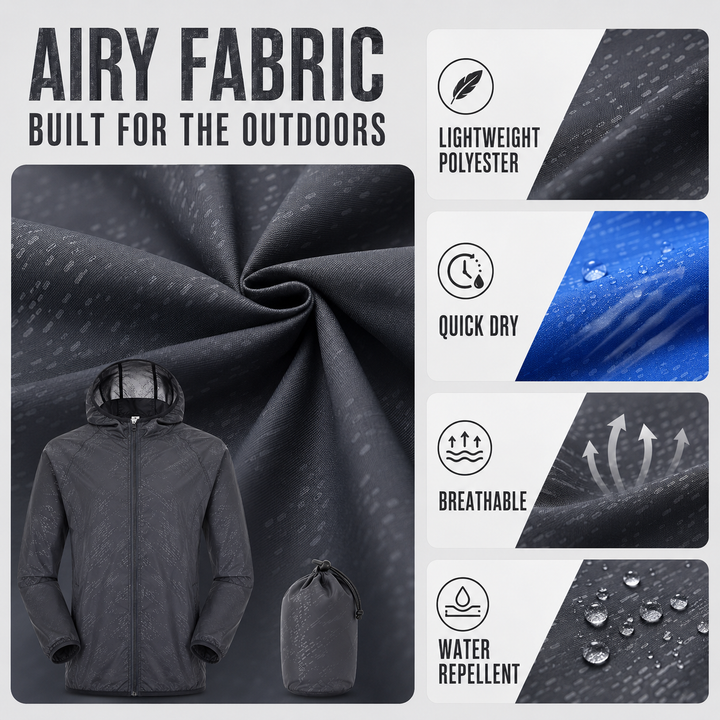 Leichte Herren Outdoor-Jacke mit verstellbarer Kapuze beim Wandern