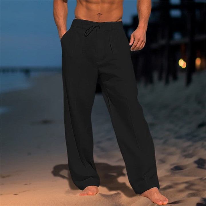 Khaki Herren Sommerhose, bequem & atmungsaktiv, mit elastischem Bund für Freizeit & Eleganz.