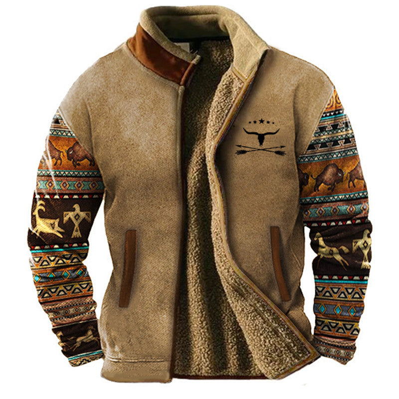 Warme, leichte Herren-Fleecejacke mit Stehkragen für Alltag und Freizeit. Bequeme Outdoor-Oberbekleidung.