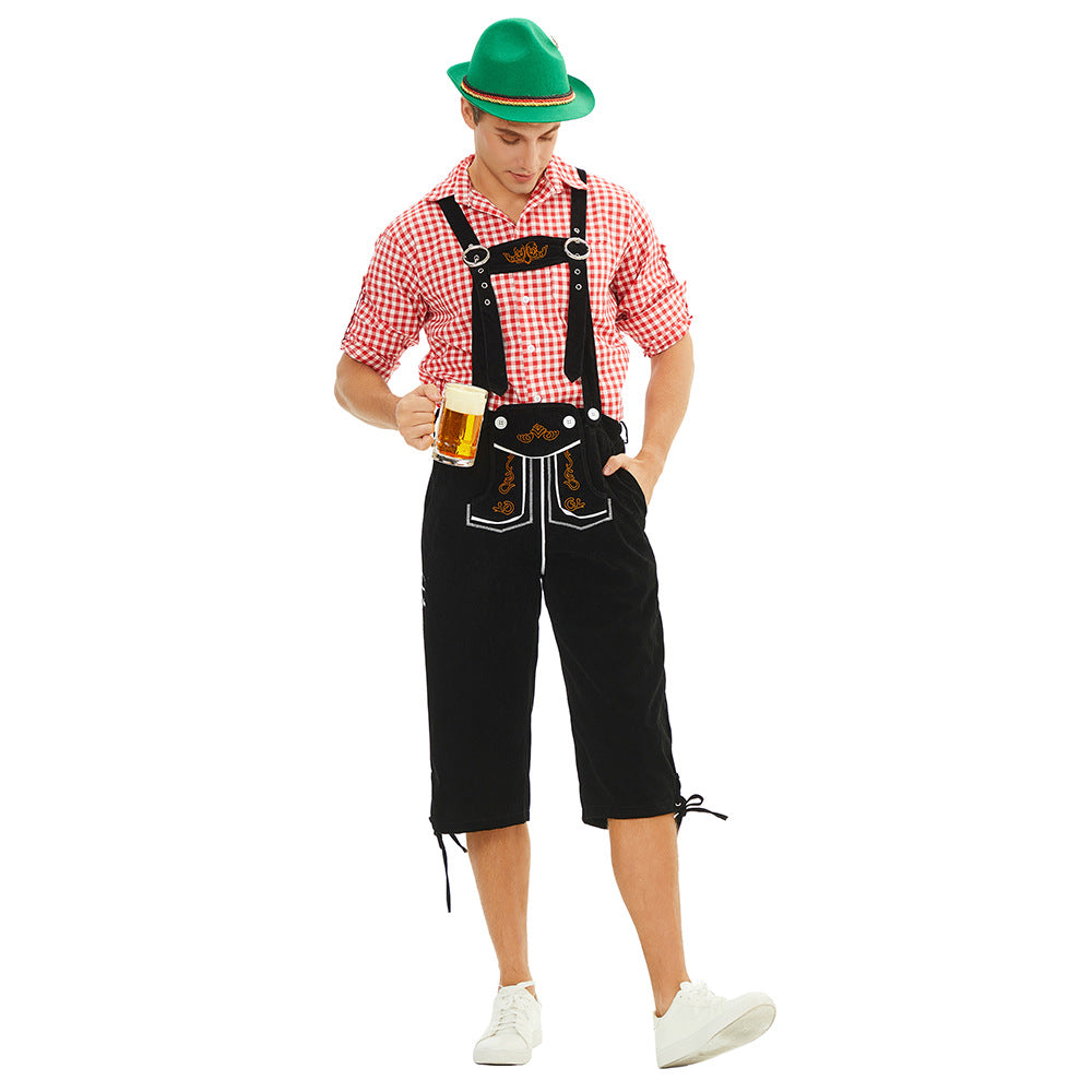 Herren Oktoberfest Lederhosen mit Stickereien & verstellbaren Trägern