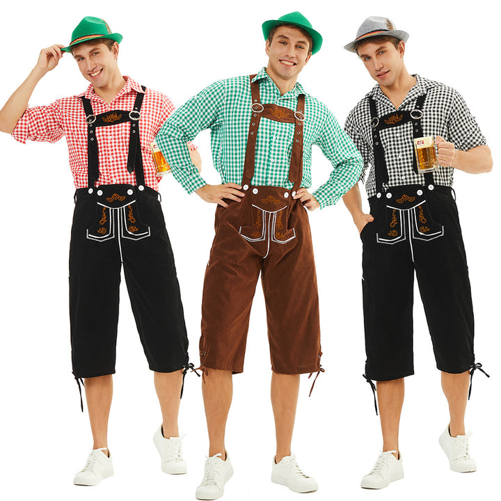 Herren Oktoberfest Lederhosen mit Stickereien & verstellbaren Trägern
