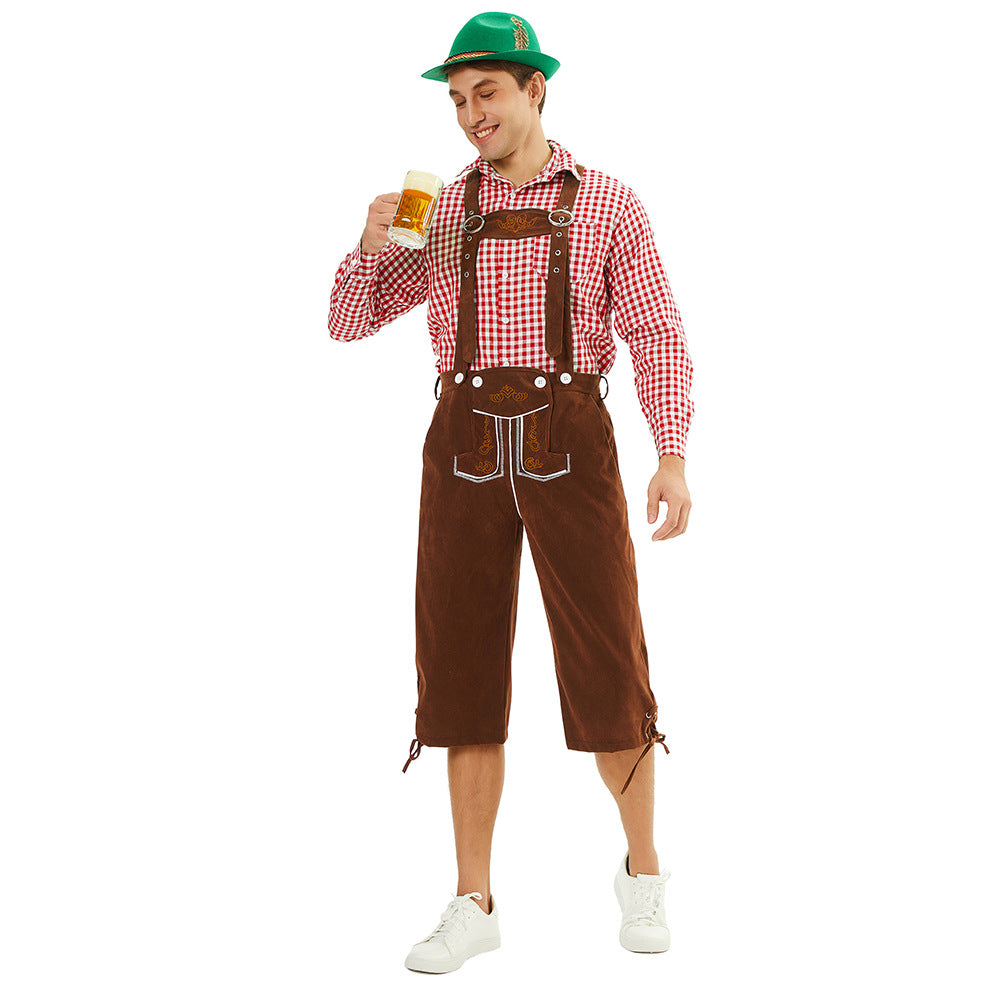 Herren Oktoberfest Lederhosen mit Stickereien & verstellbaren Trägern