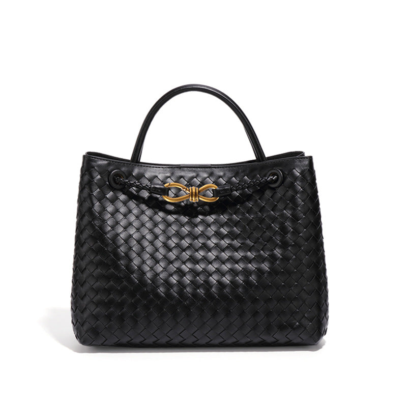 Schwarze gewebte Damen Handtasche Ruby im Studio