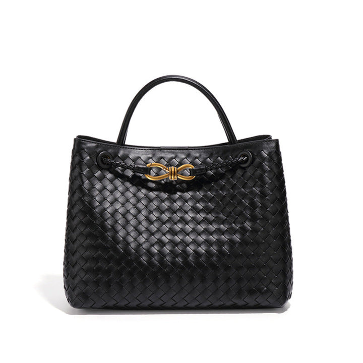 Schwarze gewebte Damen Handtasche Ruby im Studio