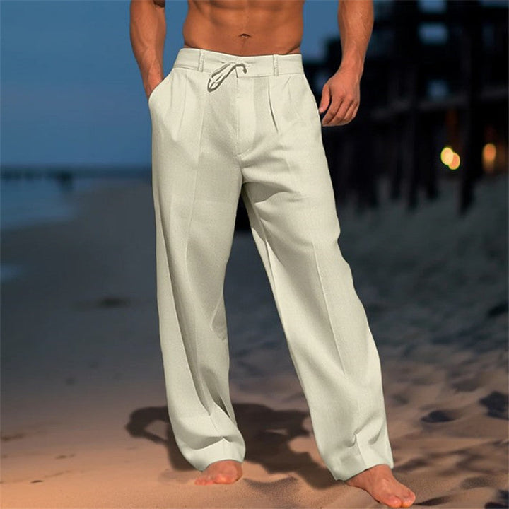 Schwarze Herrenhose, entspannt & atmungsaktiv, mit Gummibund. Perfekt als Sommerhose.