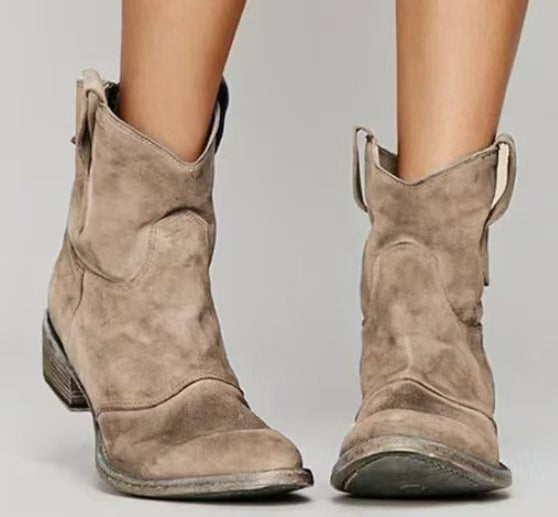 Modische Damen Western Stiefeletten mit Blockabsatz, bequem & rutschfest, ideal für Alltag & Freizeit.