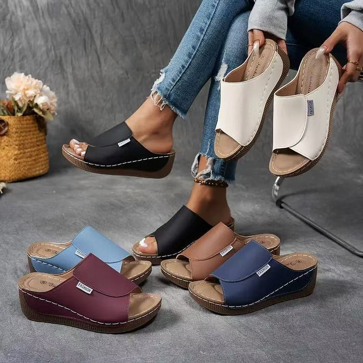 Damen orthopädische Sandalen mit Keilabsatz in verschiedenen Farben