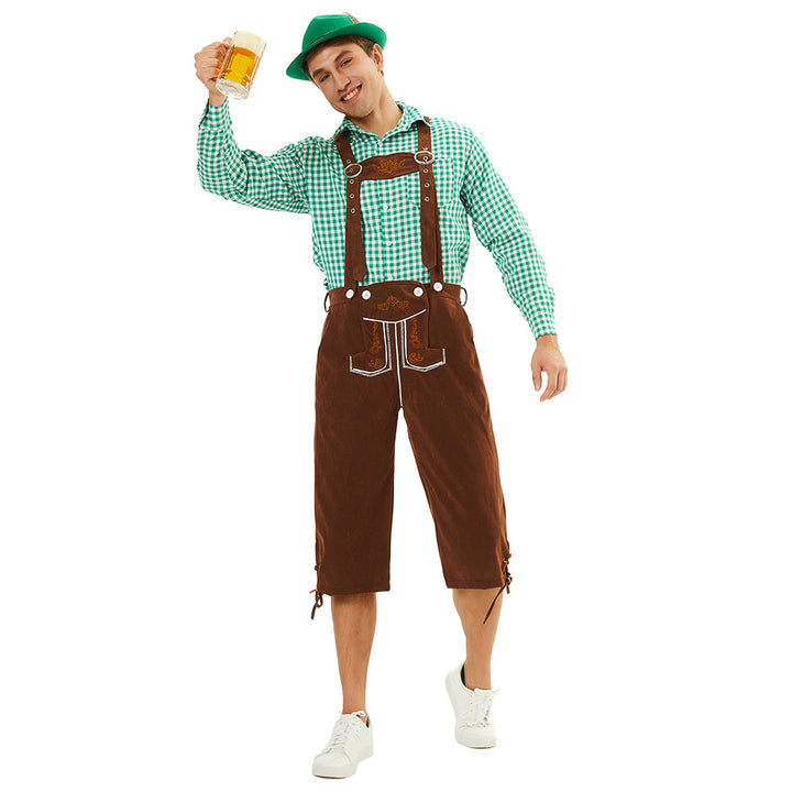 Herren Oktoberfest Lederhosen mit Stickereien & verstellbaren Trägern