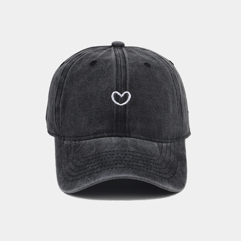 Vintage Damen Pferdeschwanz Kappe, Washed-Look, Herz Motiv. Verstellbar, perfekt für Sommer & Sport.