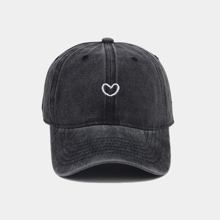 Vintage Damen Pferdeschwanz Kappe, Washed-Look, Herz Motiv. Verstellbar, perfekt für Sommer & Sport.