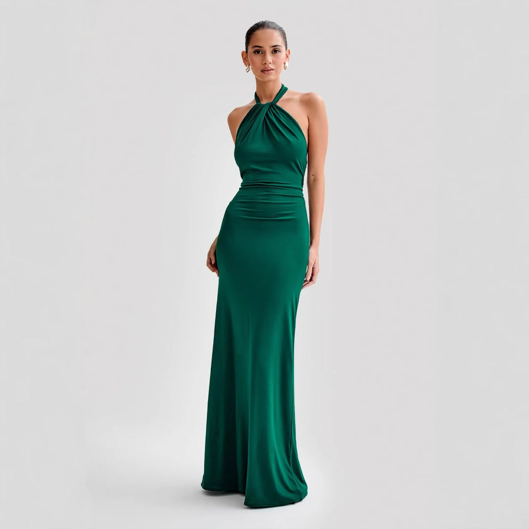 Modernes Neckholder Maxikleid für Damen, elegantes Sommerkleid für jede Party, Feier oder Hochzeit, Frauenmode.