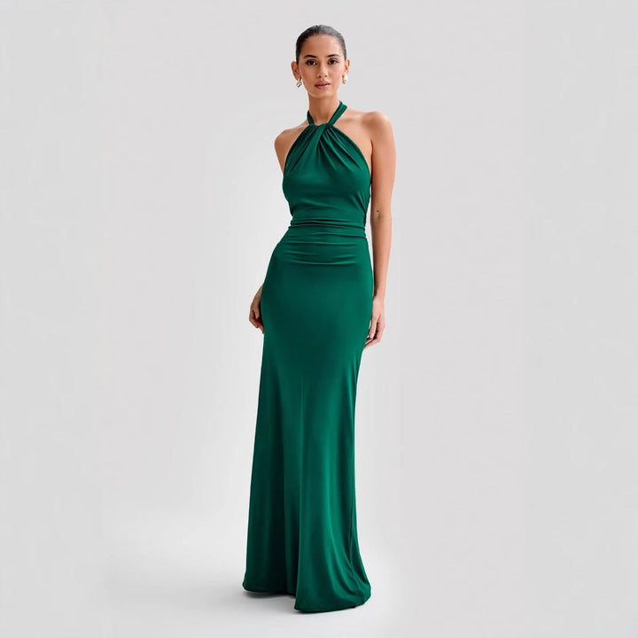 Modernes Neckholder Maxikleid für Damen, elegantes Sommerkleid für jede Party, Feier oder Hochzeit, Frauenmode.