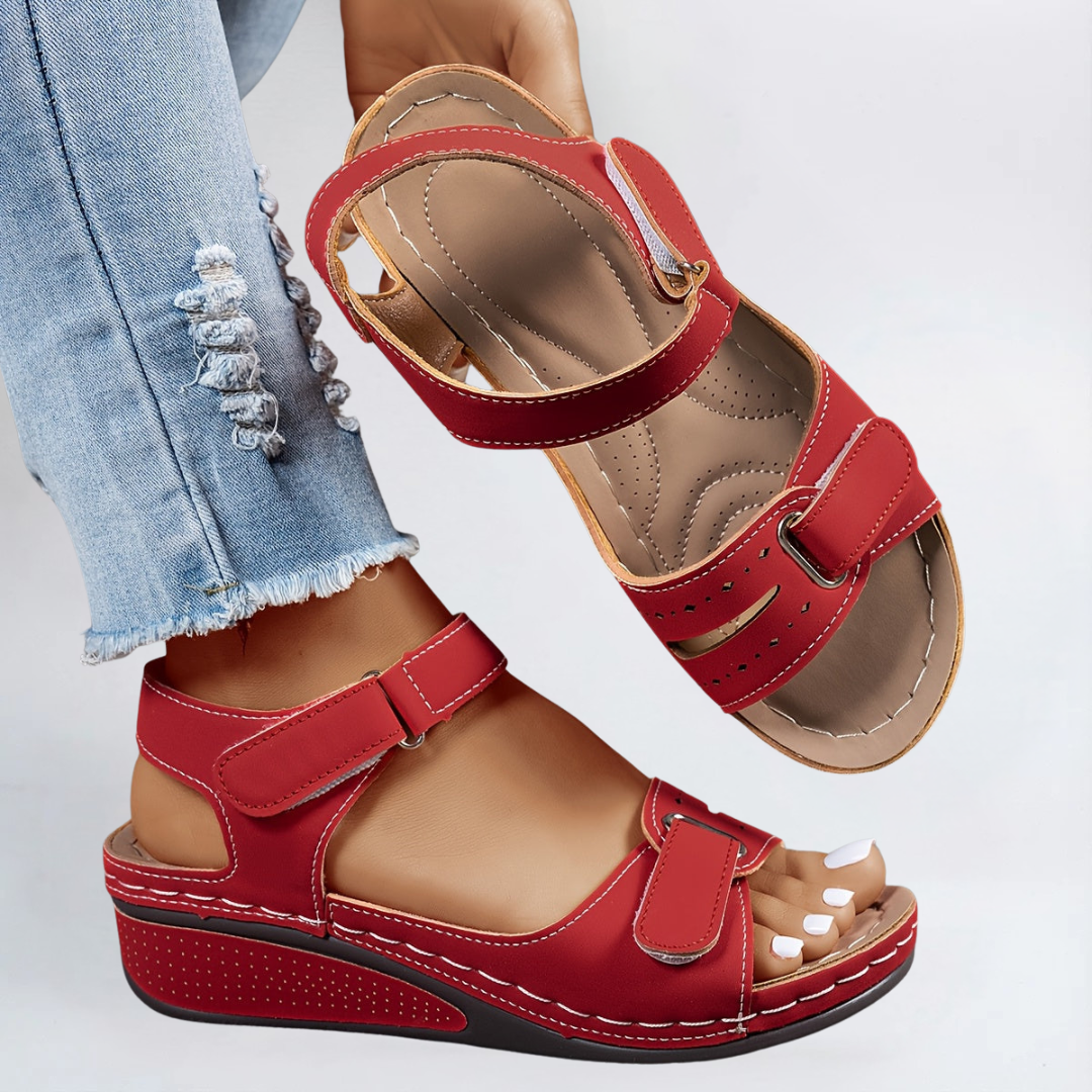 Orthopädische Damen Sandalen mit Fußgewölbestütze, flexibel, schmerzlindernd & bequem im Sommer.
