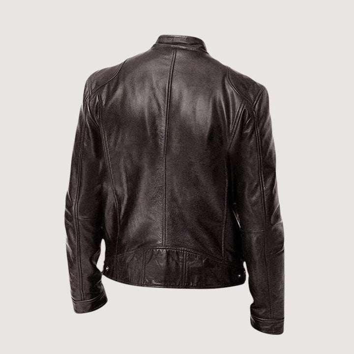 Hochwertiges Innenfutter der eleganten schwarzen Herrenlederjacke