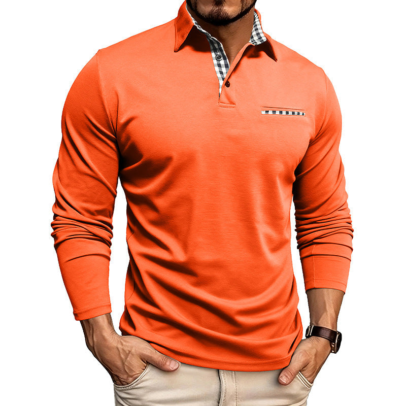 Stilvolles Herren Langarm-Polo, graumeliert, aus weichem Baumwoll-Mix. Bequemer Freizeitlook & elegante Herrenmode.