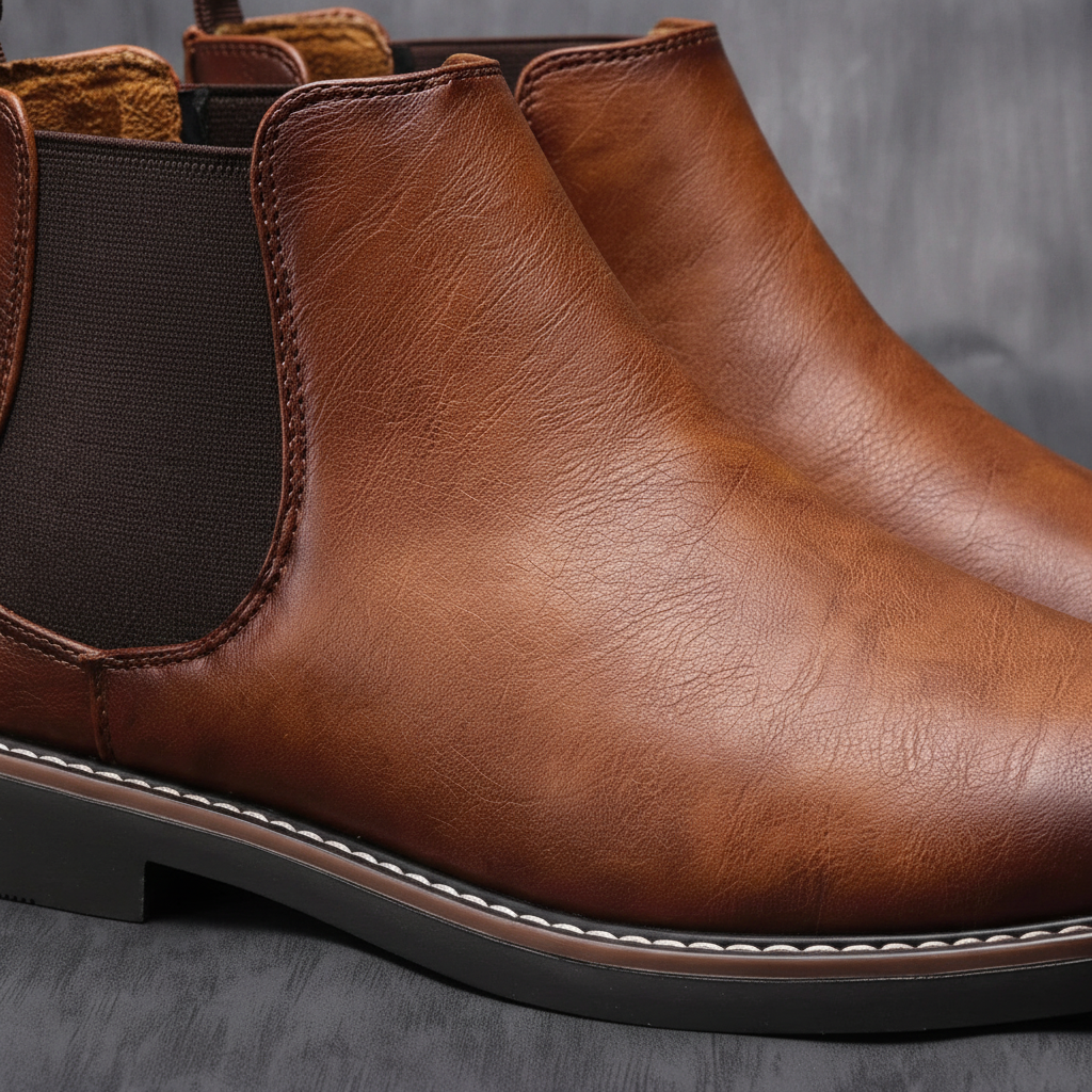 Orthopädische Herren Chelsea Boots aus Leder in braun für Business Casual