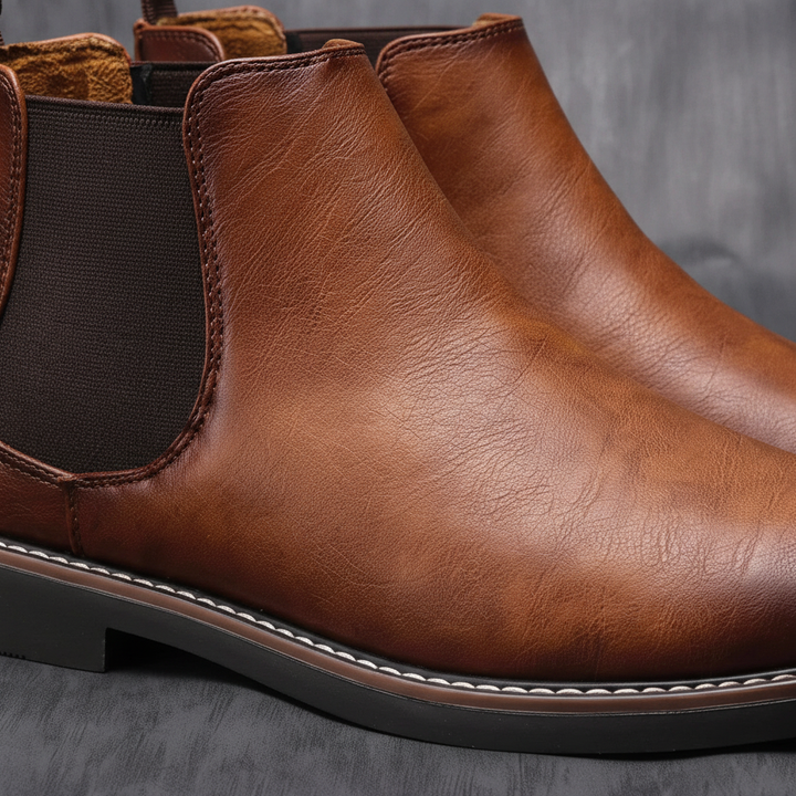 Orthopädische Herren Chelsea Boots aus Leder in braun für Business Casual