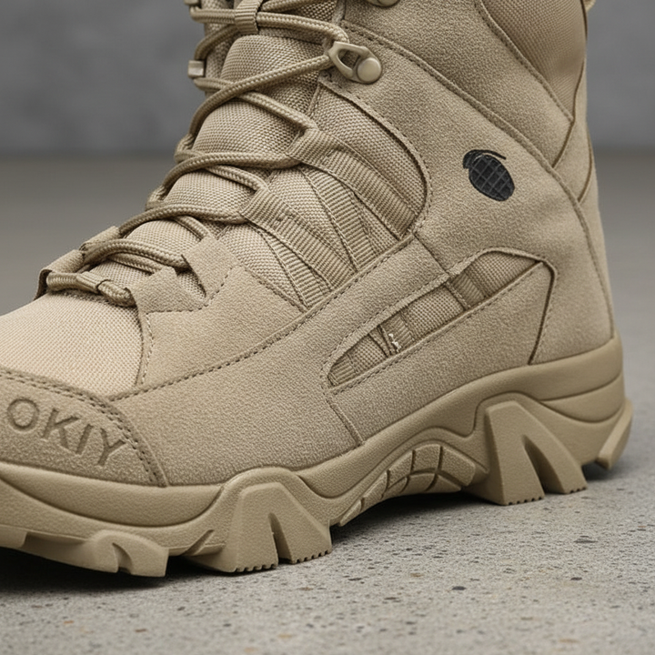 Orthopädische Herrenwanderschuhe in Braun, Detailansicht der Sohle und Dämpfung für Outdoor-Aktivitäten