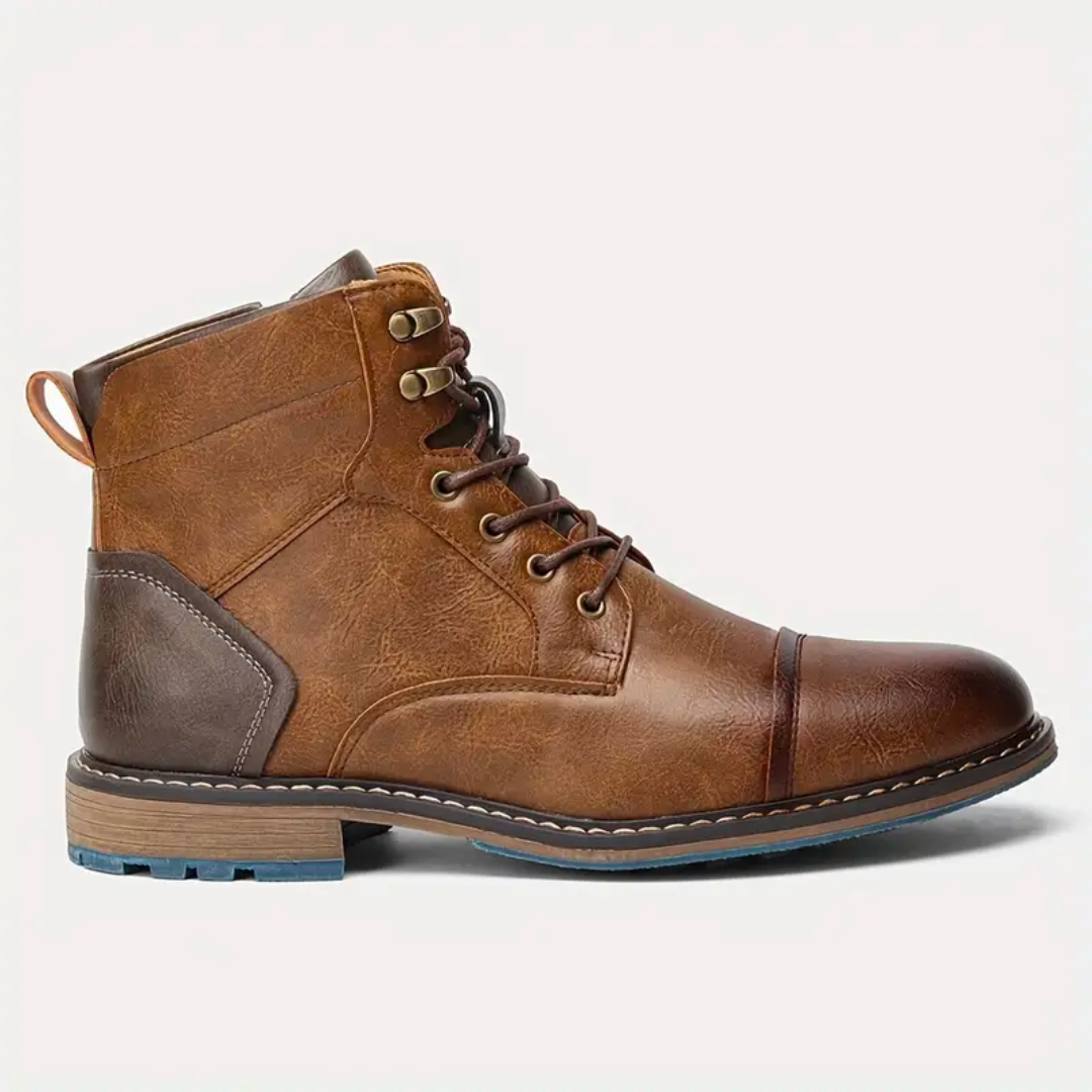 Orthopädische Herrenstiefel im Vintage Design aus braunem Leder für maximalen Komfort