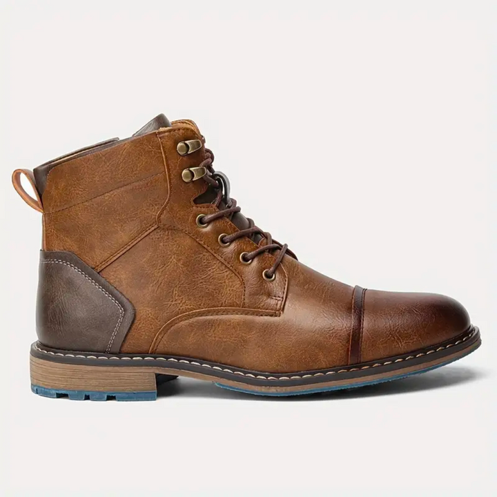 Orthopädische Herrenstiefel im Vintage Design aus braunem Leder für maximalen Komfort
