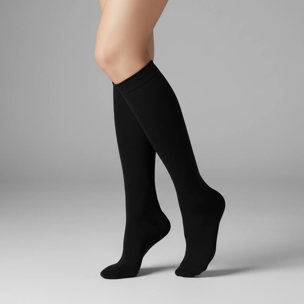 Elegante Unisex Kompressionsstrümpfe, bieten Komfort und Unterstützung für aktive Personen.