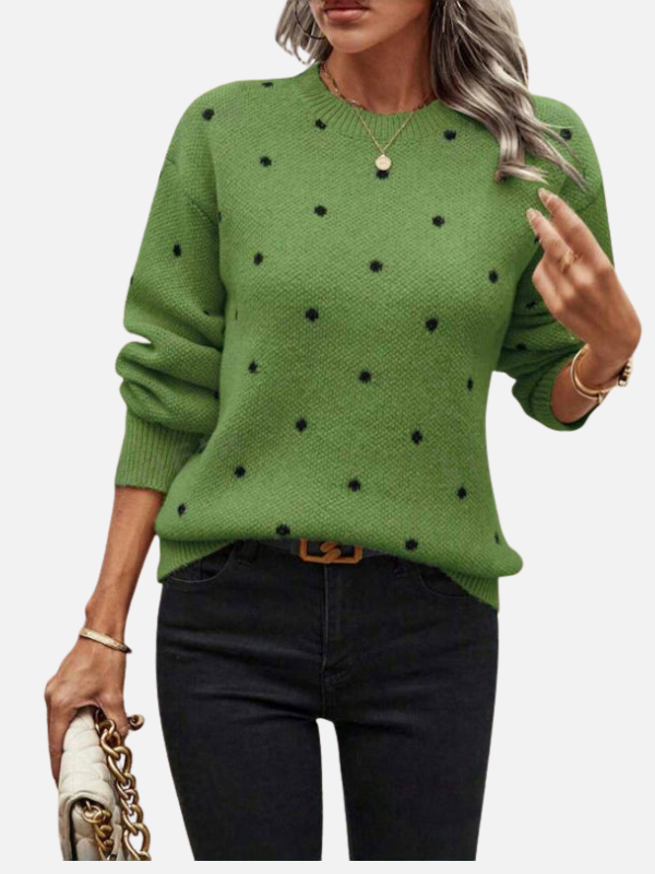 Gemütlicher Damenpullover aus Strick mit langen Ärmeln und Mustermix