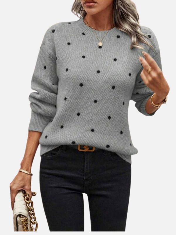 Eleganter Jumper für Damen mit klassischem Rundhals und Punkten