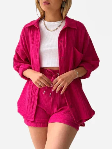 Stilvolles Damen Freizeit-Set, weicher Zweiteiler für maximalen Komfort & Sommer-Feeling.